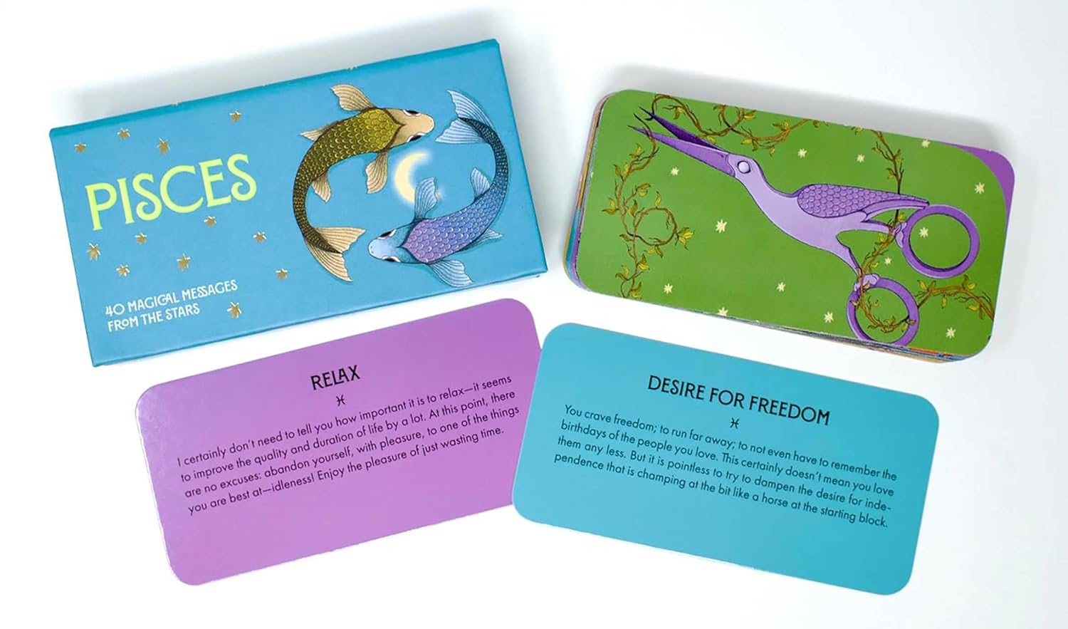 Set of tarot cards with astrological design on a white background
