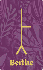 Purple notebook with floral patterns and a gold symbol and text on a purple background