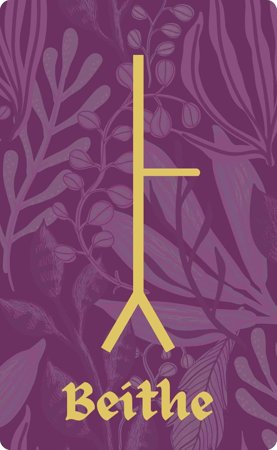 Purple notebook with floral patterns and a gold symbol and text on a purple background