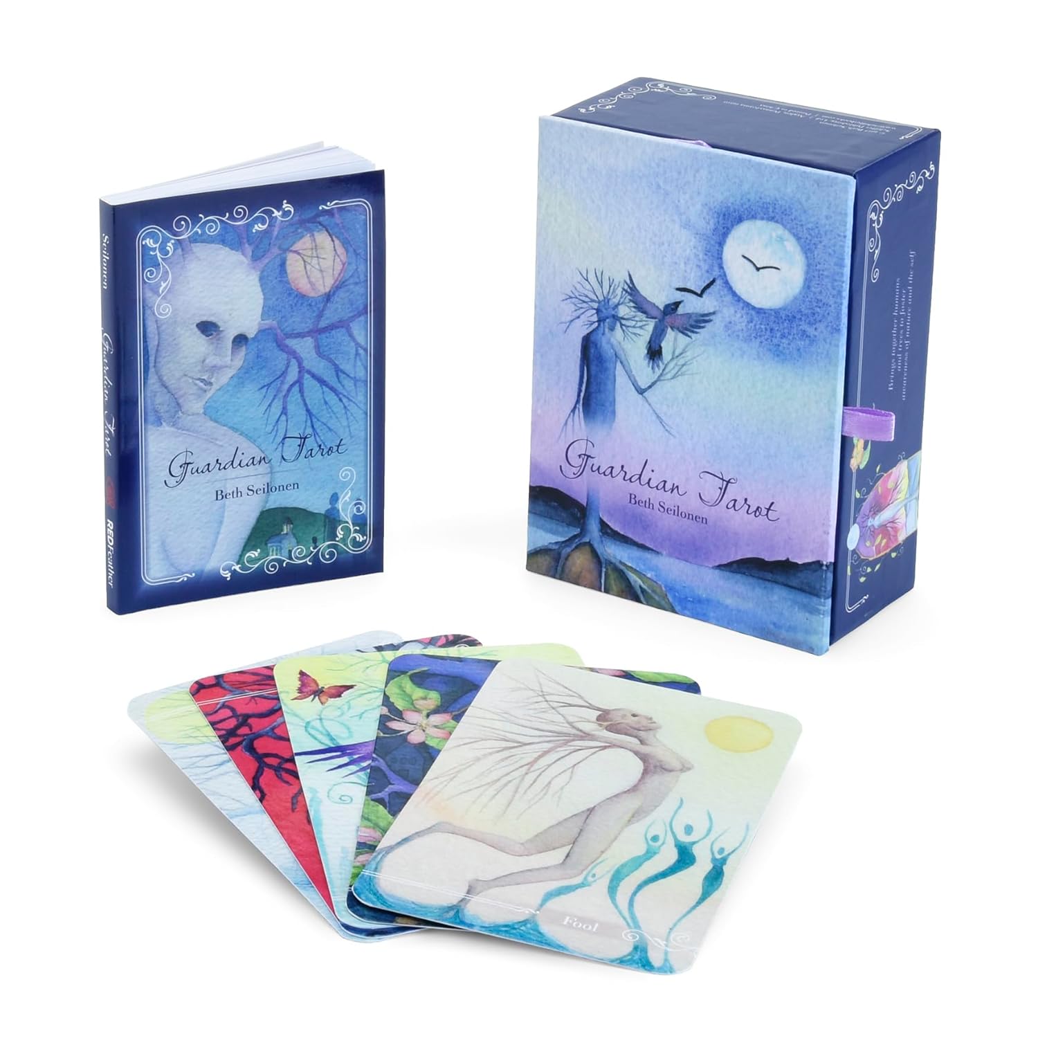 Guardian Tarot cards with packaging on a white background