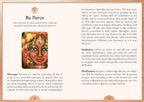 Page from a book with a colorful illustration of a face and text about being fierce.