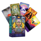 Sacred She Tarot cards with colorful artwork and a box in the center.