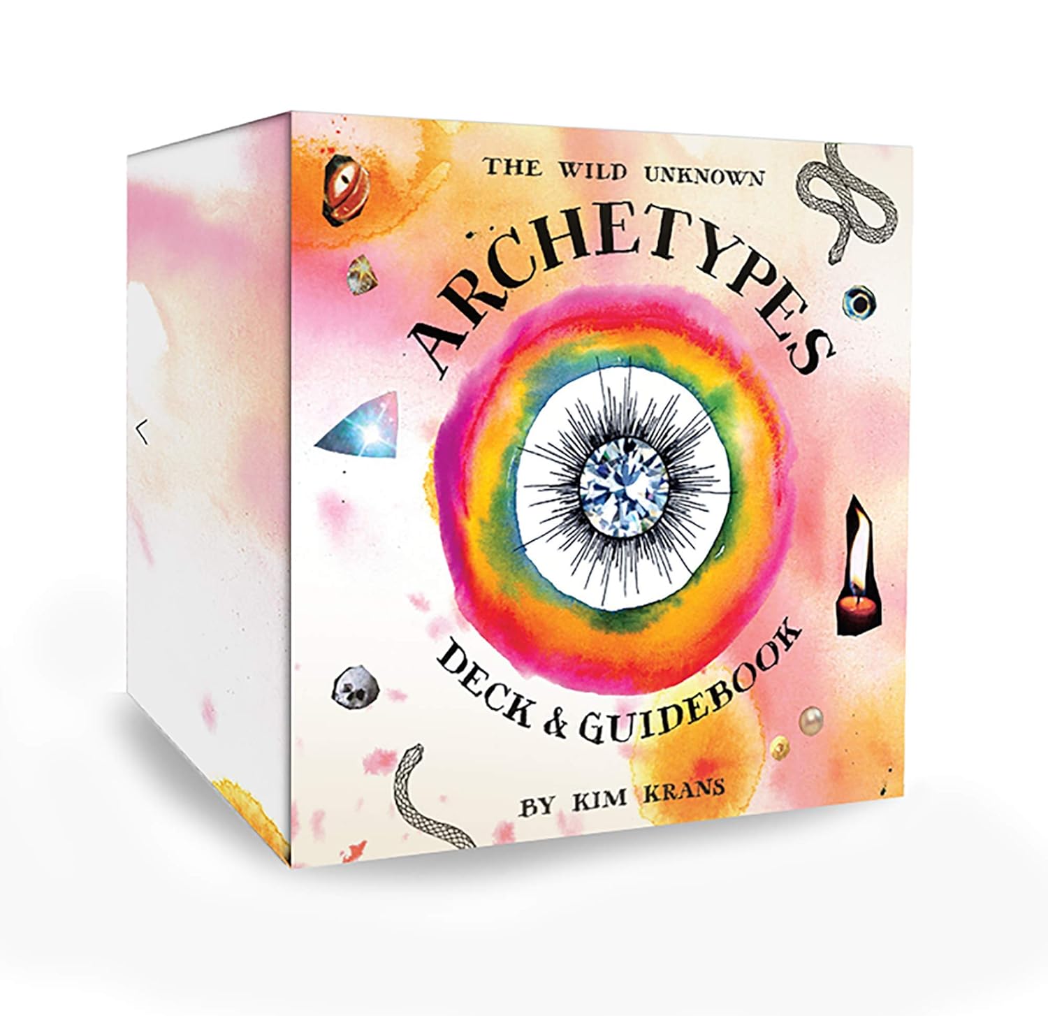 Colorful box with 'Archetypes Deck & Guidebook' by Kim Krans on a white background
