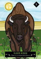 Card featuring an Elder Bison with decorative elements and a natural background