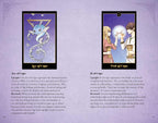 Two tarot cards on a purple background with text explaining their meanings.