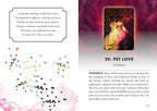 Magical book or guide with a phone case featuring a woman and cat, surrounded by mystical elements.