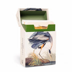Cardboard box with bird illustration on a white background