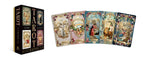 Set of tarot cards with colorful designs and a black box labeled 'Tarot Divination' on a white background.