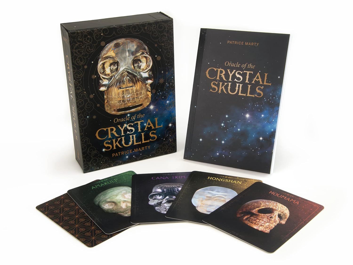 Set of 'Crystal Skulls' playing cards with packaging on a white background
