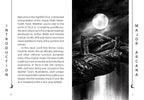 Introduction page of a tarot deck with a dark landscape and moonlit scene.