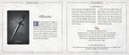 Magical book page with a dagger illustration and text on a white background