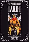 Cover of 'The Philosopher's Tarot' with a tarot card design featuring an elderly figure and two children on a black background.