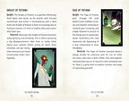 Card game illustration with text on 'Knight of Potions' and 'Page of Potions' from the Minor Arcana deck.