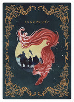 Book cover with a fox and silhouette of people, titled 'Ingenuity' on a dark background.