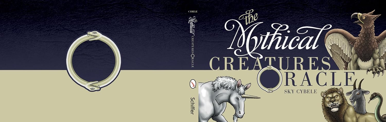Book cover of 'The Mythical Creatures Oracle' with illustrations of various creatures.
