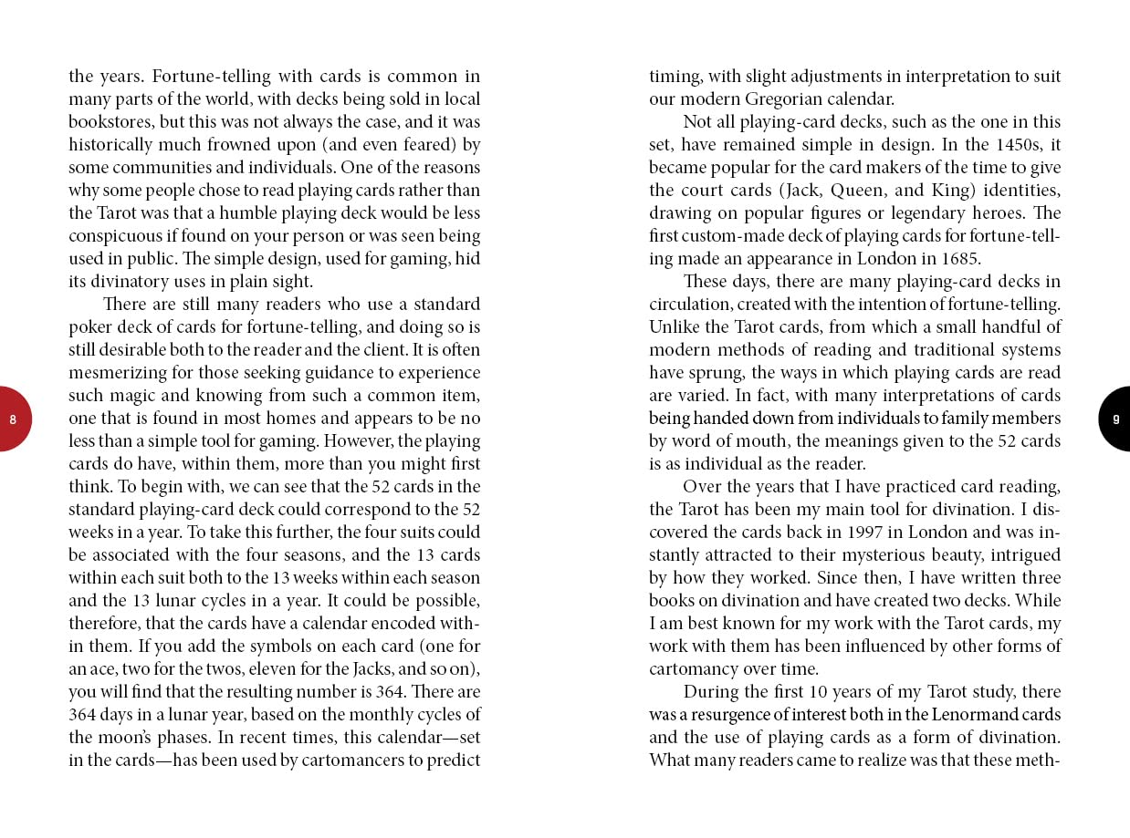 Text on a white background discussing fortune-telling with cards.