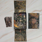 Decorative box set with marble-like design on a marble surface