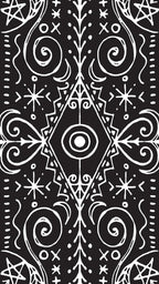 Black and white geometric pattern with star shapes on a black background