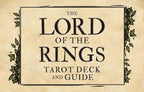 Title card for 'The Lord of the Rings Tarot Deck and Guide' with decorative elements on a beige background.