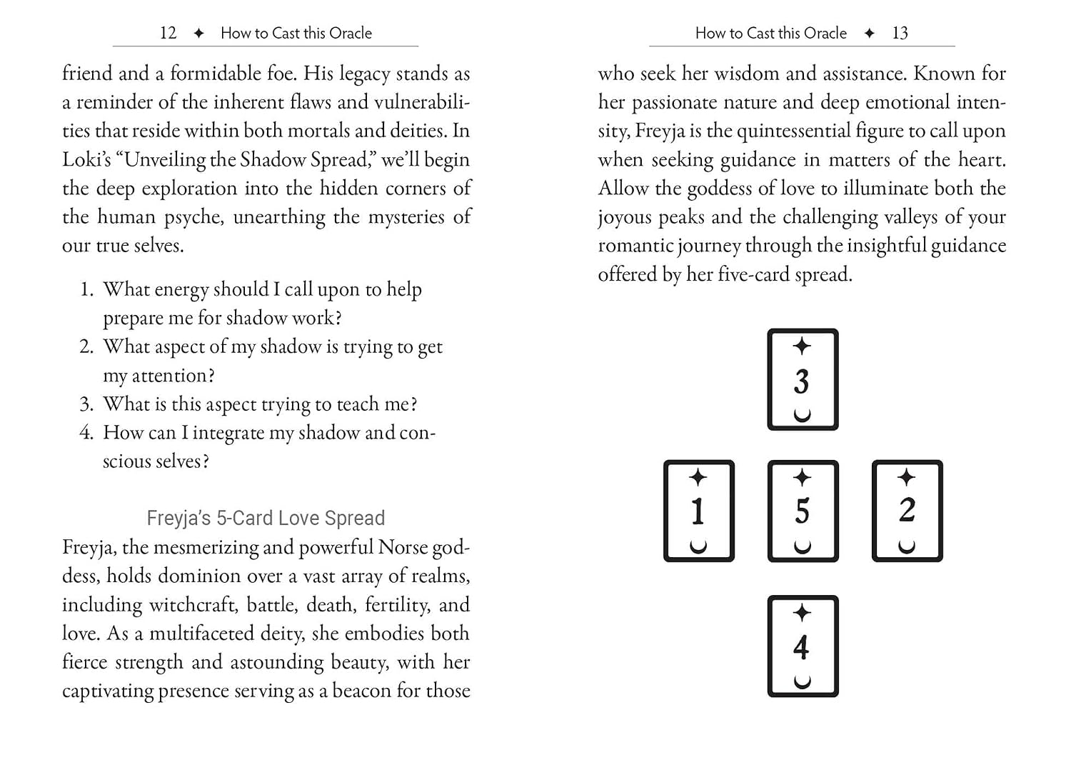 Page from a book or guide on casting an Oracle, featuring text and card symbols.