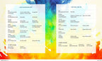 Colorful menu with text on a multicolored background