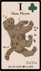 Card featuring a bear constellation with star markers on a beige background