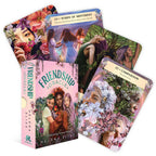 Friendship Oracle cards with colorful illustrations and a box titled 'Friendship Oracle' by Helena Elias.