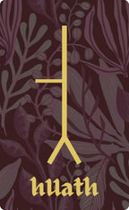 Decorative cover with gold 'huath' text and leaf pattern on a dark background