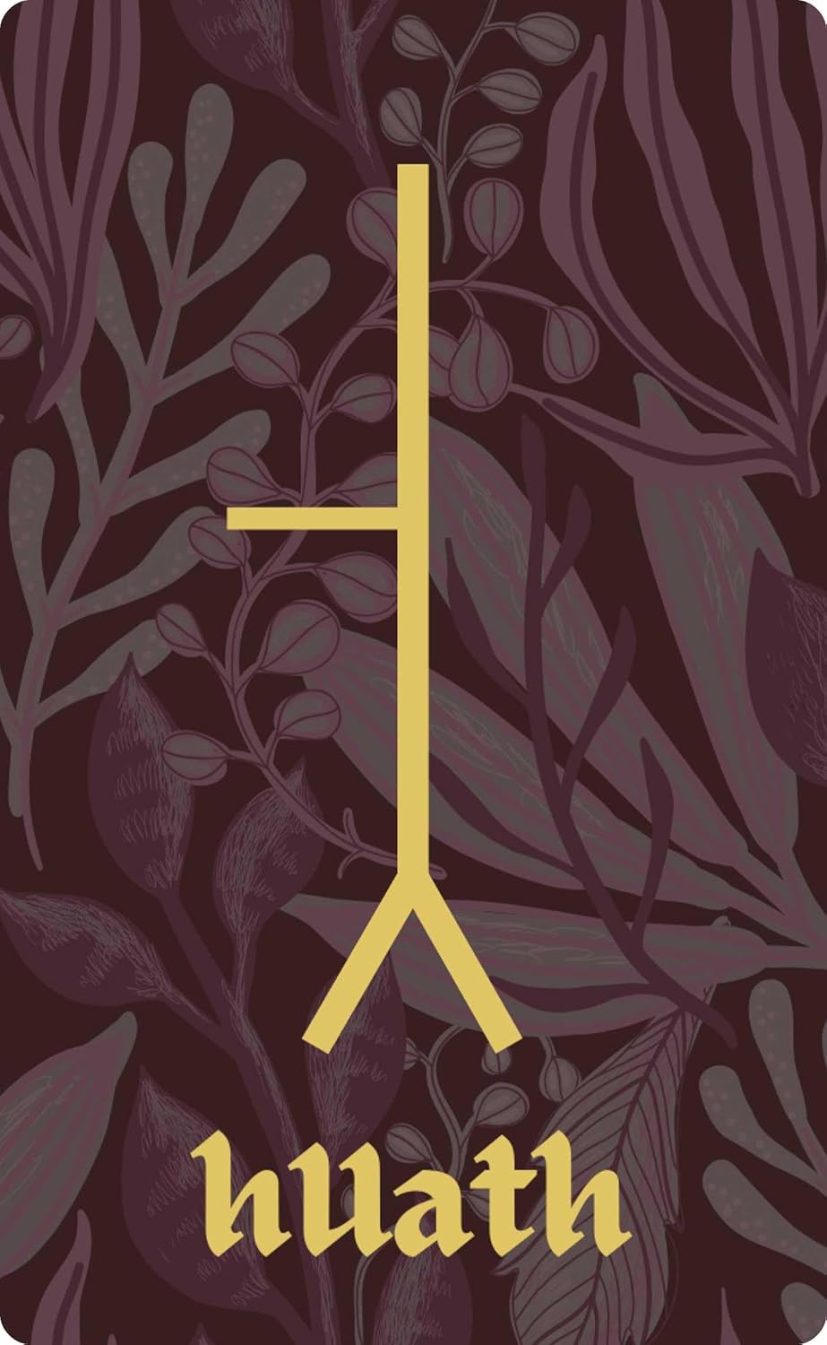 Decorative cover with gold 'huath' text and leaf pattern on a dark background