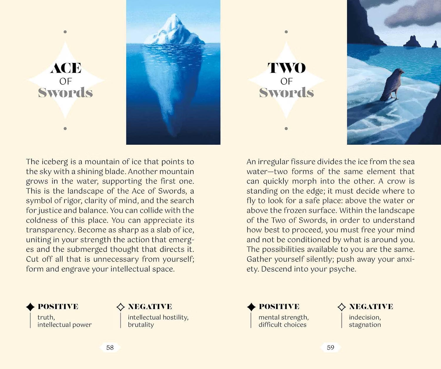 Card from a tarot deck with iceberg imagery and descriptive text.