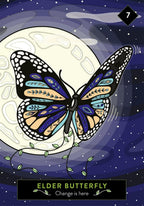 Butterfly design with a moon in the background, labeled 'Elder Butterfly'.