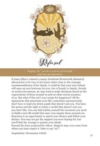 Decorative page with silhouette of a woman, flowers, and text about refusing societal expectations.