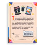 Back cover of a book with tarot card illustrations and text