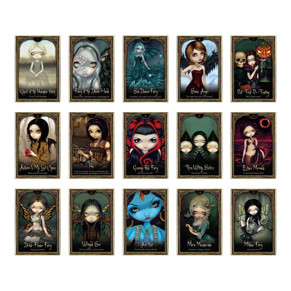 Collection of dark fantasy character illustrations in frames on a white background