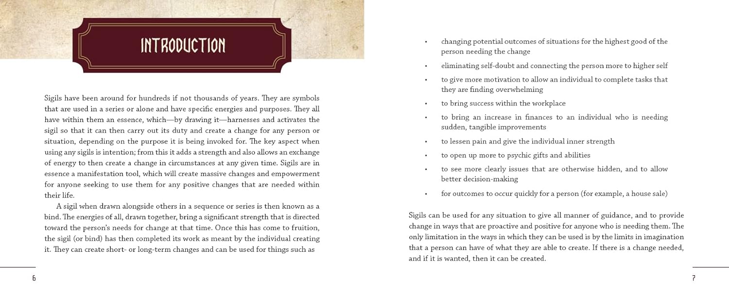 Book page with text and decorative elements on a beige background