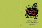 Cover of 'The Healthy Witch' Oracle Cards with an apple design on a green background
