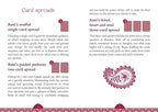 A printed card spread guide with three labeled spread layouts and descriptive text on a white background, featuring a decorative red and white ornamental border along the bottom.
