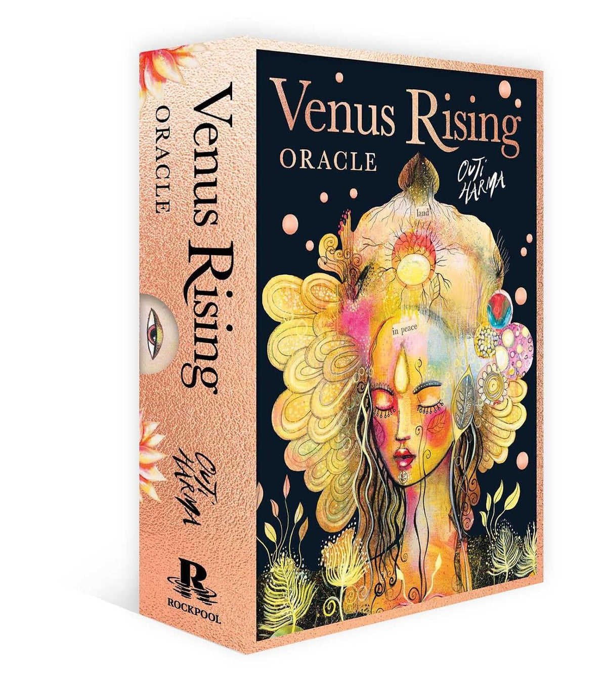 Venus Rising Oracle card box with artistic design and text