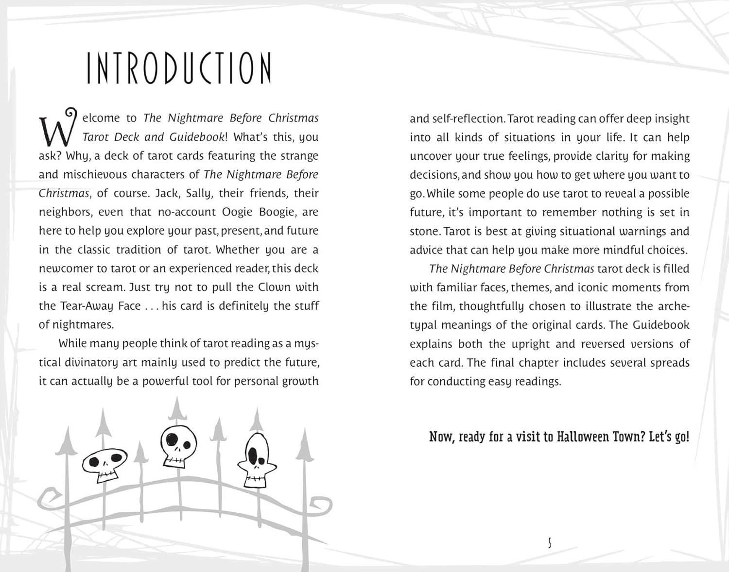 Introduction page of a tarot deck guidebook with text and illustrations.