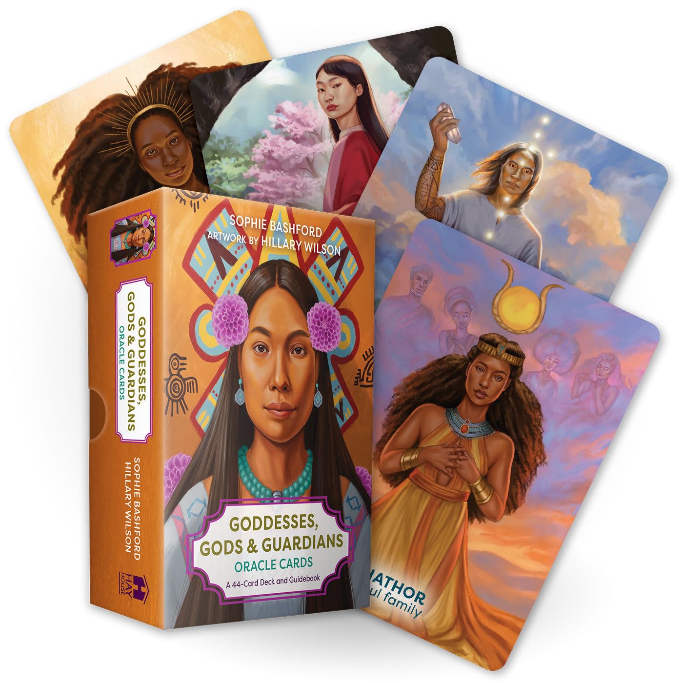 Goddesses, Gods, and Guardians Oracle Cards with a box on a white background