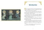 A printed page from a book or booklet with the heading 'Introduction,' a decorative gold border, a short excerpt of text, and a framed illustration on the left showing three robed figures in a circular composition.