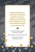 Text on a decorative background about shadow feelings and grudges.