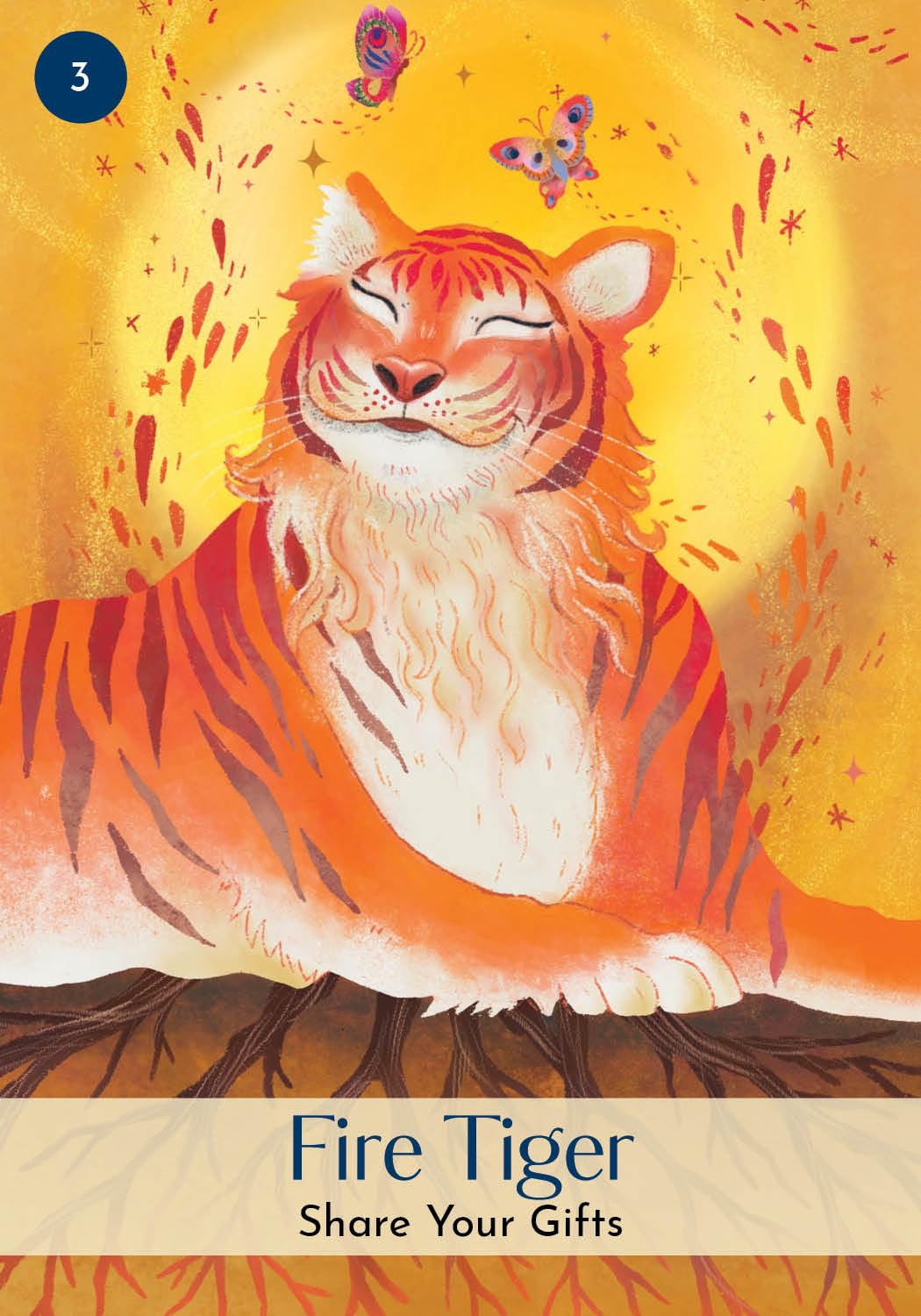 Illustration of a fire tiger with a warm, glowing background