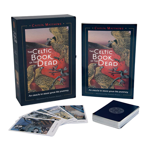 The Celtic Book of the Dead with cards and packaging on a white background