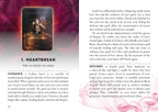 Card from a tarot or oracle deck with a mystical design and text on grief and heartbreak.