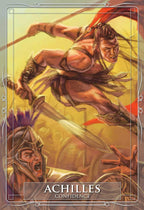 Illustration of Achilles with a sword, set against a warm background.