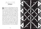 Book page with text and black and white geometric design