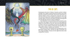 Card from a tarot deck with two birds and a figure, accompanied by descriptive text.