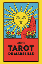 Cover of Mini Tarot de Marseille with sun and flowers design on a yellow background