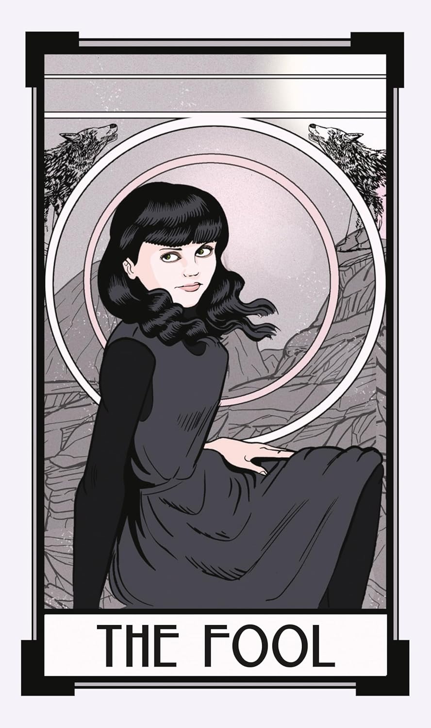 Tarot card featuring a character labeled 'The Fool' in a stylized design.